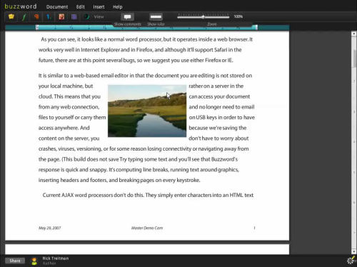 Screenshot from Buzzword word processor, now part of Adobe's product line Screenshot from Buzzword word processor, now part of Adobe's product line