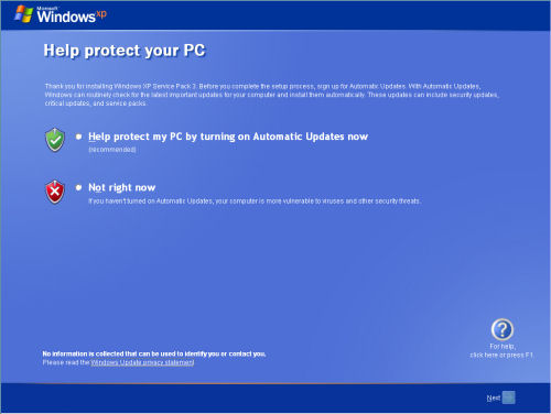 The first greeting XP SP3 gives to its installers upon reboot. The first greeting XP SP3 gives to its installers upon reboot.