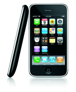 Official Apple image of side and front view of its 3G iPhone