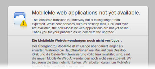 New MobileMe users were treated to this message on Friday morning. New MobileMe users were treated to this message on Friday morning.