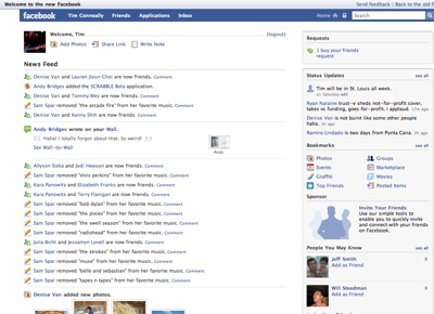 Facebook main user page Facebook main user page