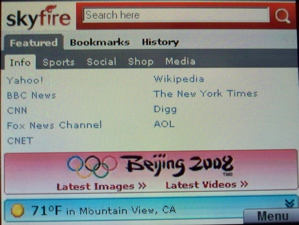 Skyfire Beta default page--WM6 Skyfire Beta default page--WM6