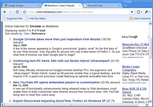 Google Chrome running in Windows XP Professional Google Chrome running in Windows XP Professional