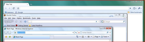 A comparison of the three browsers' toolbars: Google Chrome Beta, Mozilla Firefox 3, Microsoft Internet Explorer 7 A comparison of the three browsers' toolbars: Google Chrome Beta, Mozilla Firefox 3, Microsoft Internet Explorer 7