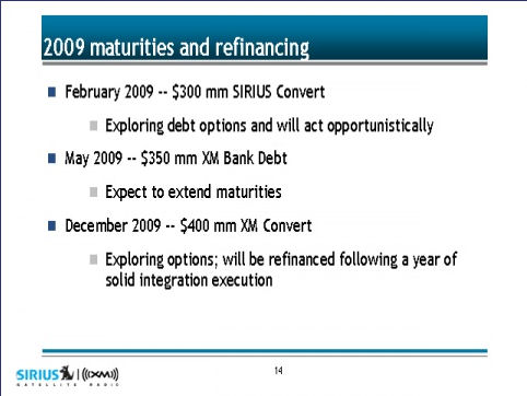 A summary of the three '441 converts' that will come due for Sirius XM in 2009. A summary of the three '441 converts' that will come due for Sirius XM in 2009.