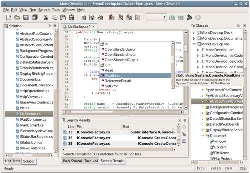 The MonoDevelop IDE that comes with Mono 2.0, the cross-platform .NET framework The MonoDevelop IDE that comes with Mono 2.0, the cross-platform .NET framework