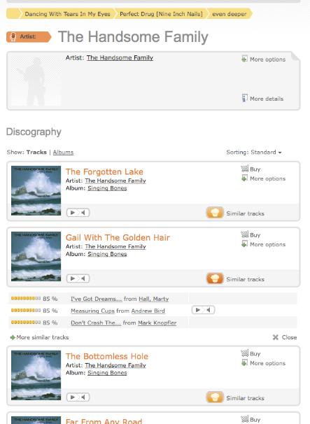 Screen shot of the Mufin music service Screen shot of the Mufin music service
