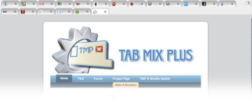 A Firefox browser window with the new Tab Mix Plus installed.