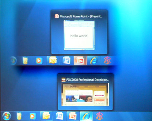 A zoomed-in portion of the Windows taskbar shows one of Microsoft's 'delighters.' A zoomed-in portion of the Windows taskbar shows one of Microsoft's 'delighters.'