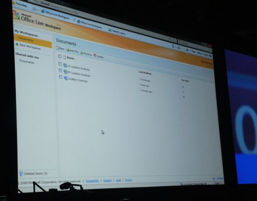 A PDC 2008 keynote demonstration shows Web apps for Office 14 requiring Office Live Workspace for storage. A PDC 2008 keynote demonstration shows Web apps for Office 14 requiring Office Live Workspace for storage.