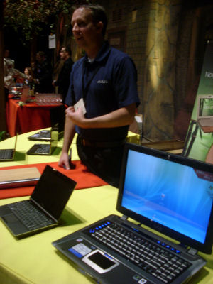 The Asus booth at a New York City press event, November 20, 2008