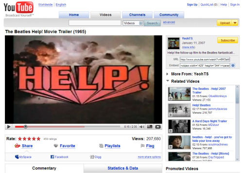 YouTube's first day of widescreen video, though with 4:3 aspect ratio for its embed codes. YouTube's first day of widescreen video, though with 4:3 aspect ratio for its embed codes.