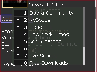Screen shot from Opera Mini 4.2 for BlackBerry 8830