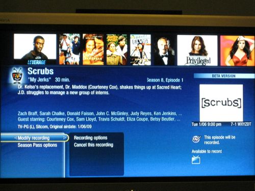 Screenshot from TiVo's new Search feature