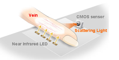 A diagram of Sony's 'mofiria' biometric scanning system