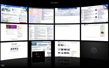Safari 4 beta top sites home screen Safari 4 beta top sites home screen