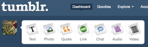 Tumblr's tool bar Tumblr's tool bar