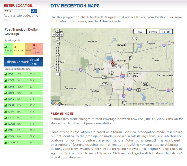 dtv reception map