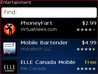 What passes for entertainment in BlackBerry App World.
