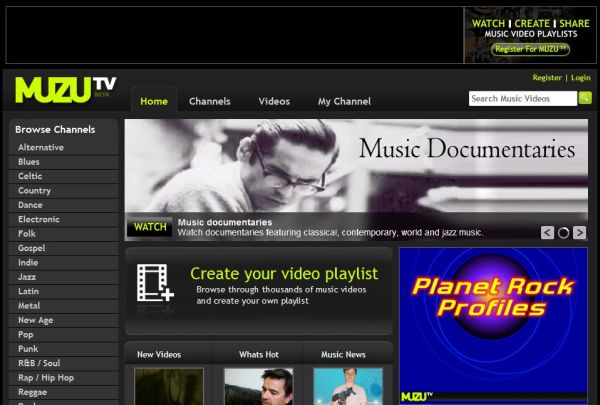Screenshot of Muzu.tv