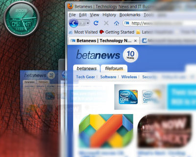 Experiments with dragging a tab outside the browser window, here in Mozilla Firefox 3.5.