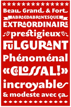 A typographical poster produced entirely in HTML using a suggested variation to the CSS3 standard, and a ligature-heavy font called MEgalopolis, in a test by Mozilla contributor Jonathan Kew.