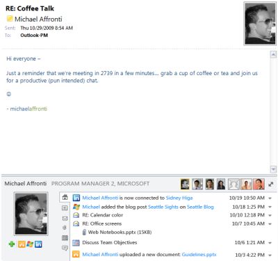 Outlook Social Connector screenshot