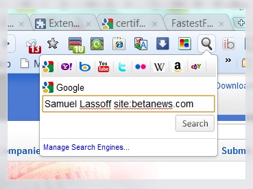 Search Box gives Chrome a way for the user to try multiple search engines.