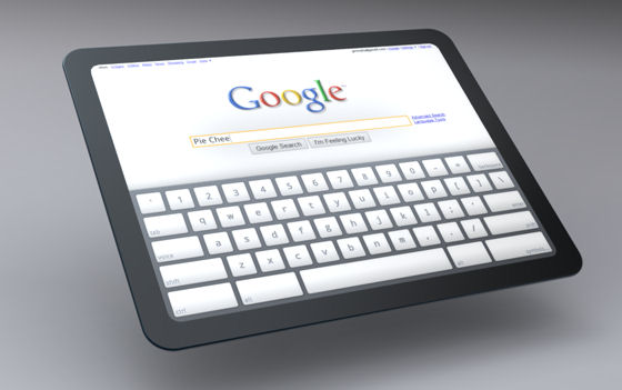 An artist's concept of a possible Chrome OS-based tablet PC, rendered by the Chromium OS team.