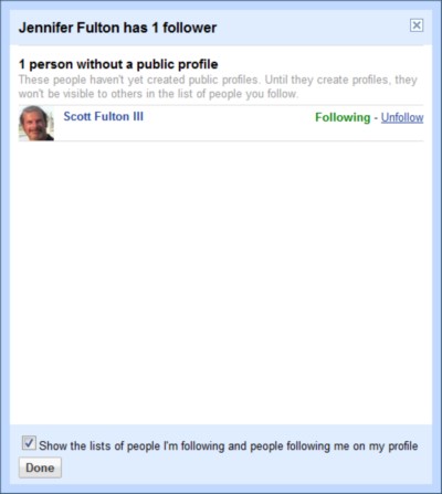A person without a public profile shows up in Buzz as a person without a public profile, at least at first.