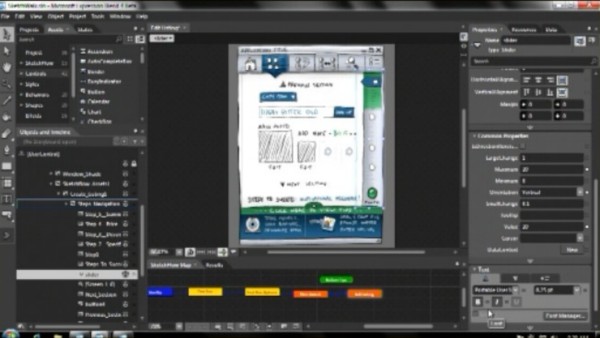 SketchFlow in Microsoft Expression Blend is used to generate a mockup of a Windows Phone 7 Series application, from MIX 10.