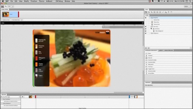 Adobe Flash Catalyst converts a multi-layered graphic from Photoshop into a workable Web app front panel.  [Screenshot courtesy Adobe]
