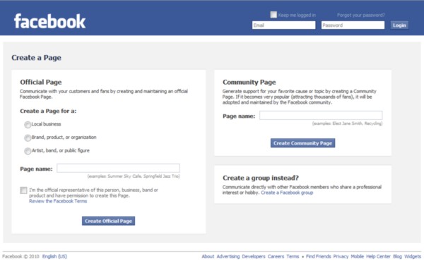 Facebook's invitation for just about anyone to build a 'Community Page' for just about any reason.