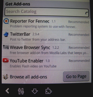 Fennec for Android suggested add-ons