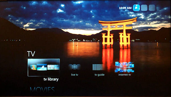 Customizable screen from Windows Media Center in Windows Embedded Standard 7.