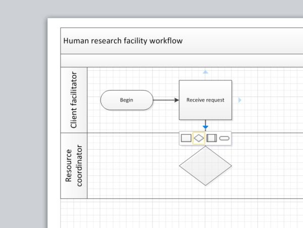 The new Quick Shapes palette in Visio 2010 anticipates the objects you're likely to draw next in a sequence.