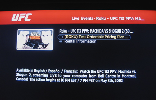 UFC Channel on Roku