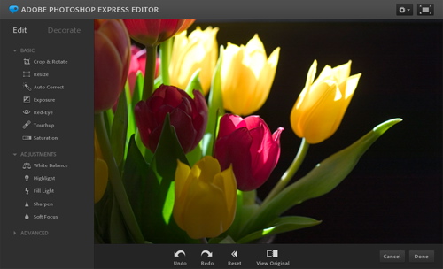 Photoshop Express editor