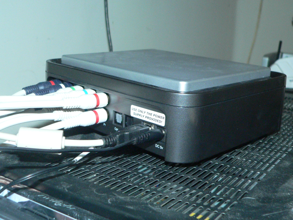 The back of Hauppauge's HD PVR, the way it will really look when you use the thing.