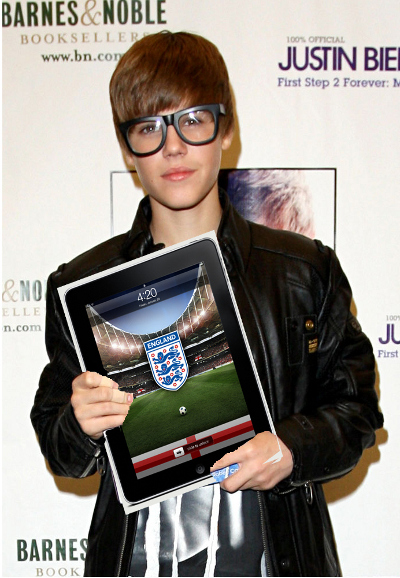 Justin Bieber iPad. Yes, it's a horrid shop job.