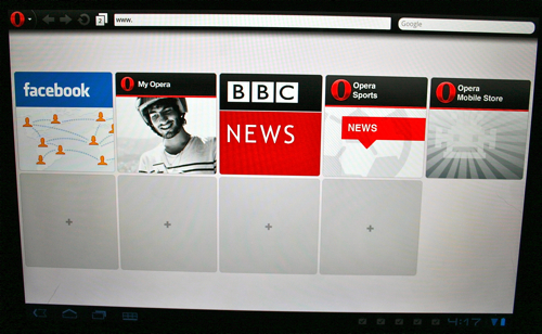 Opera Mobile 11 for Android Honeycomb tablets