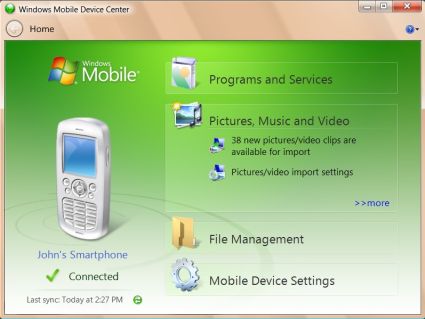 Windows Vista Mobile Device Center