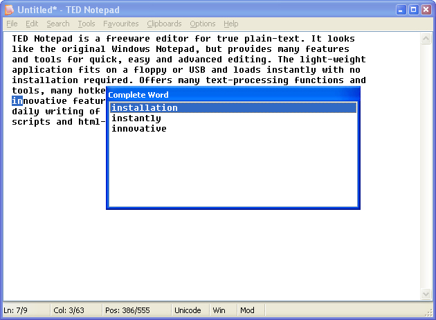 TED Notepad for Windows 9x/Me 4.5.1 Beta