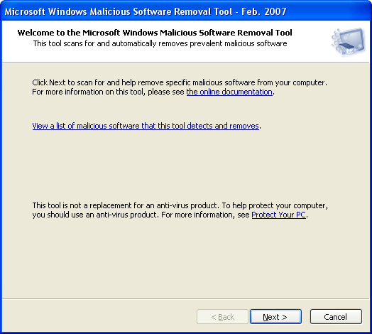 microsoft malicious software removal tool