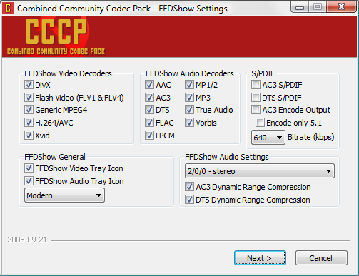 CCCP Combined Community Codec Pack 64 bit FileForum