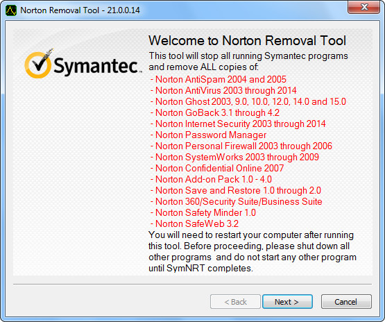 norton reinstall