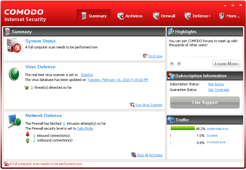 comodo firewall defence