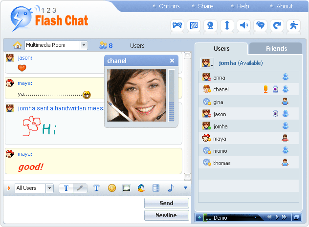 Flash cam chat