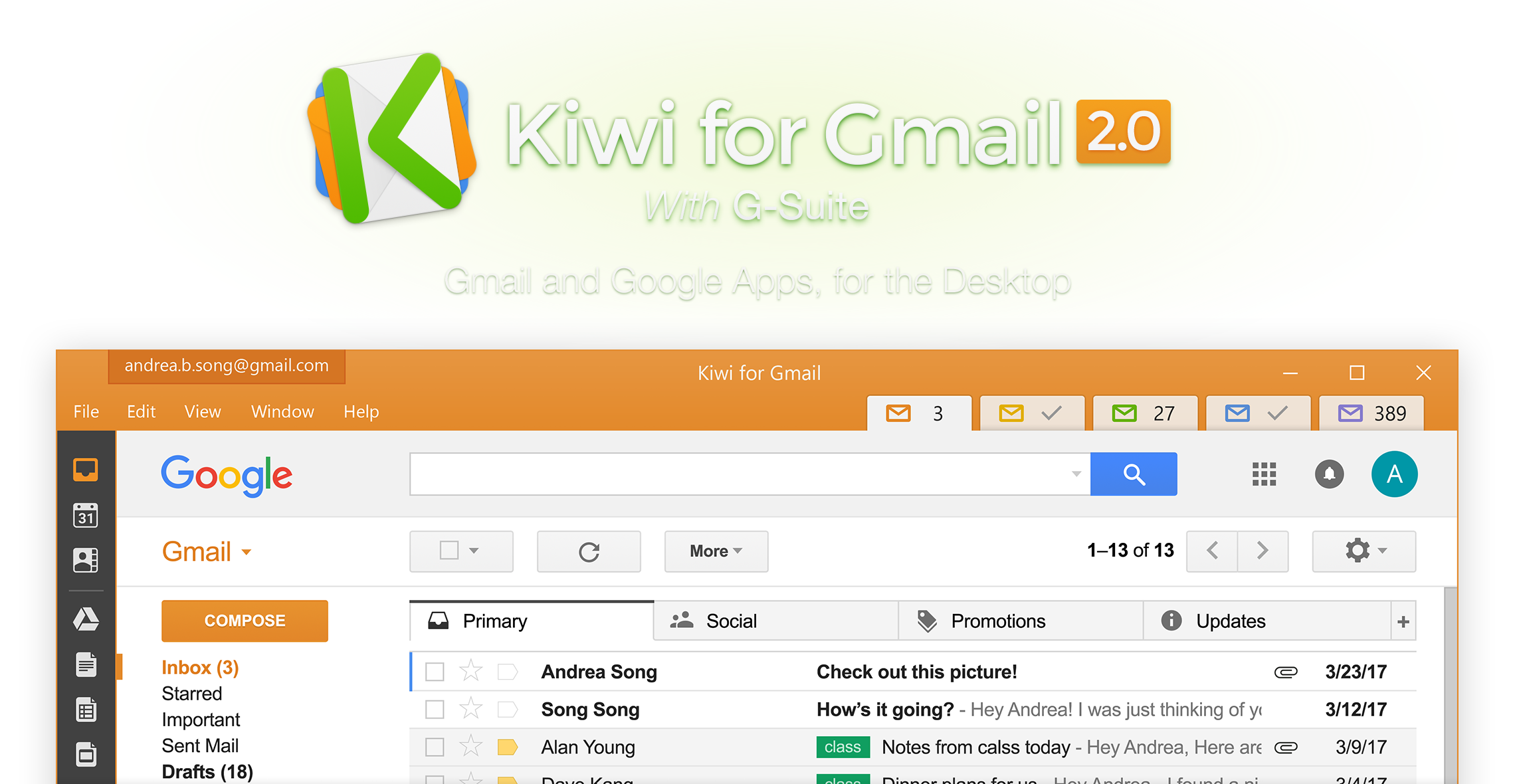 kiwi for gmail currently offline