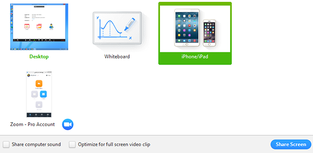 zoom share screen not working ipad